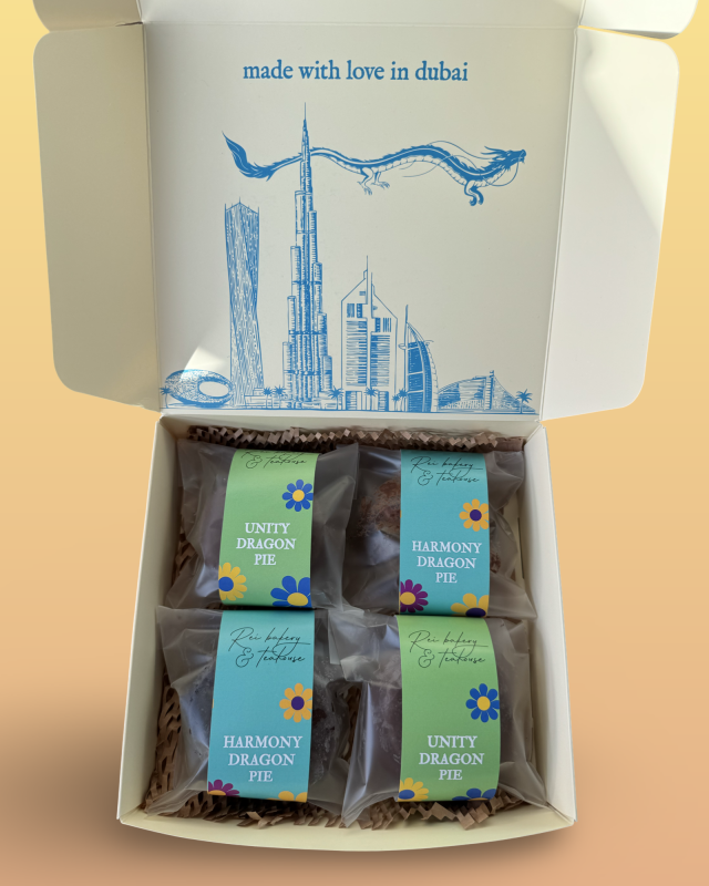 Assorted Dragon Pie box set by Rei Bakery and Teahouse in Dubai, UAE
